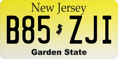 NJ license plate B85ZJI