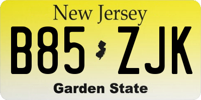 NJ license plate B85ZJK