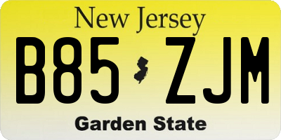 NJ license plate B85ZJM