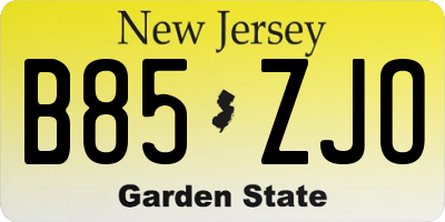NJ license plate B85ZJO