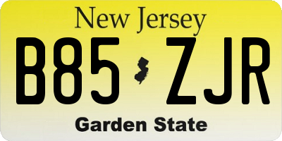NJ license plate B85ZJR