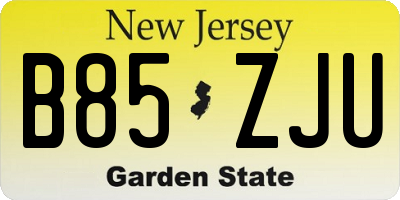NJ license plate B85ZJU