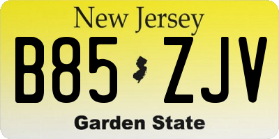 NJ license plate B85ZJV