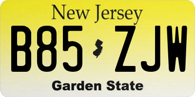 NJ license plate B85ZJW