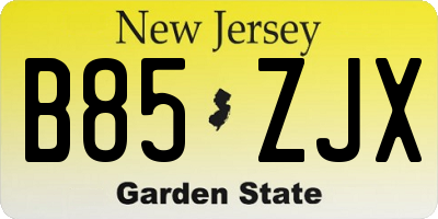 NJ license plate B85ZJX