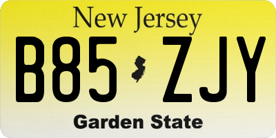 NJ license plate B85ZJY