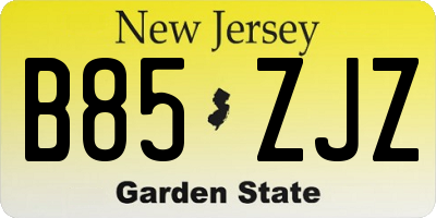 NJ license plate B85ZJZ