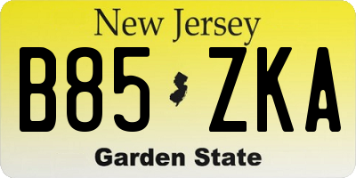 NJ license plate B85ZKA