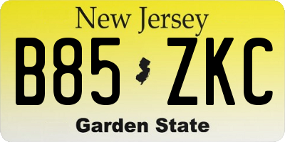 NJ license plate B85ZKC