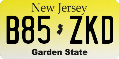 NJ license plate B85ZKD