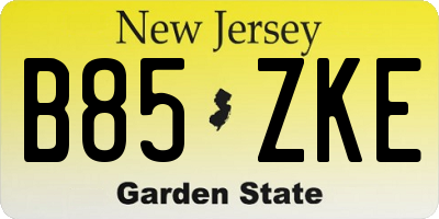 NJ license plate B85ZKE