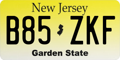 NJ license plate B85ZKF