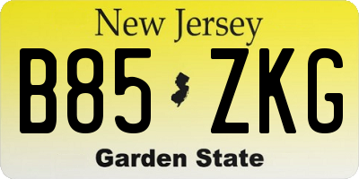 NJ license plate B85ZKG