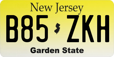 NJ license plate B85ZKH