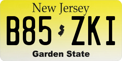 NJ license plate B85ZKI
