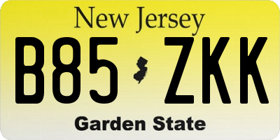 NJ license plate B85ZKK