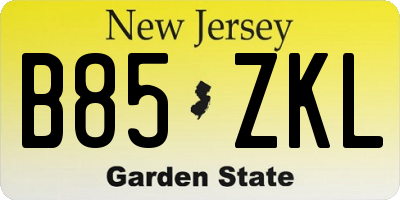 NJ license plate B85ZKL