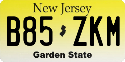 NJ license plate B85ZKM