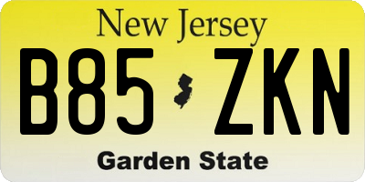 NJ license plate B85ZKN