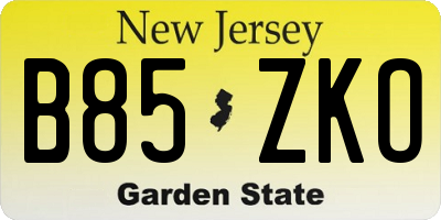 NJ license plate B85ZKO