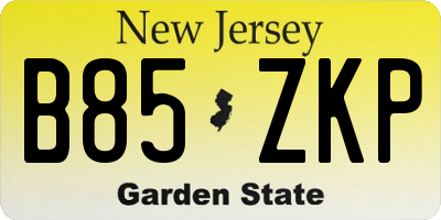 NJ license plate B85ZKP