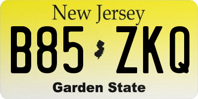NJ license plate B85ZKQ