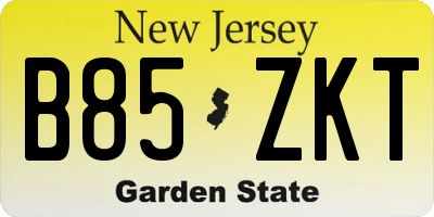 NJ license plate B85ZKT