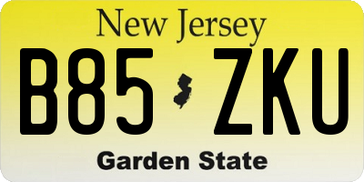 NJ license plate B85ZKU