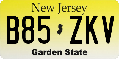 NJ license plate B85ZKV