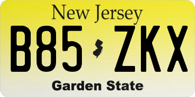 NJ license plate B85ZKX