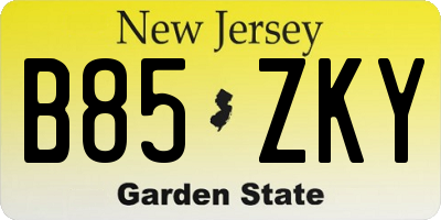 NJ license plate B85ZKY