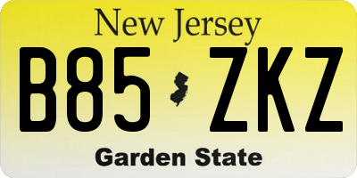 NJ license plate B85ZKZ