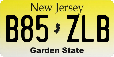 NJ license plate B85ZLB