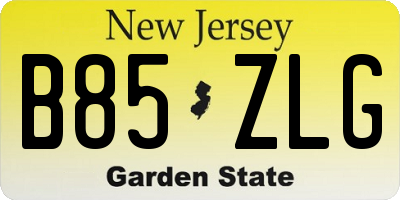 NJ license plate B85ZLG