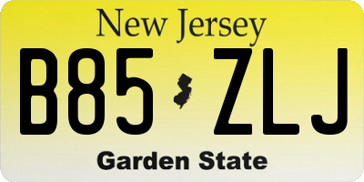 NJ license plate B85ZLJ