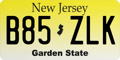 NJ license plate B85ZLK
