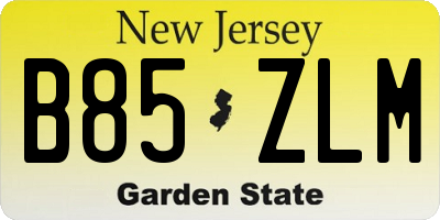 NJ license plate B85ZLM