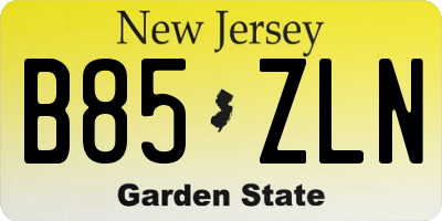 NJ license plate B85ZLN