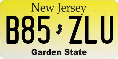 NJ license plate B85ZLU