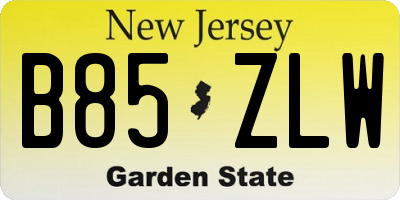 NJ license plate B85ZLW