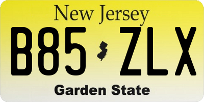 NJ license plate B85ZLX