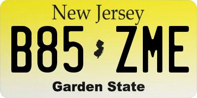 NJ license plate B85ZME