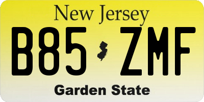 NJ license plate B85ZMF