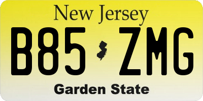 NJ license plate B85ZMG