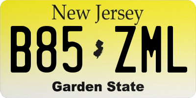 NJ license plate B85ZML