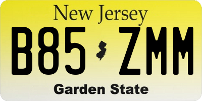 NJ license plate B85ZMM
