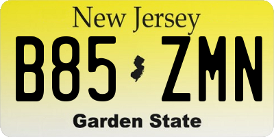 NJ license plate B85ZMN
