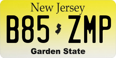 NJ license plate B85ZMP