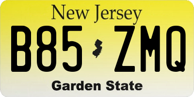 NJ license plate B85ZMQ