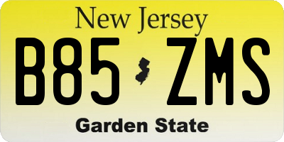 NJ license plate B85ZMS